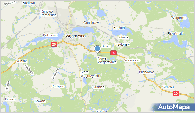 mapa Nowe Węgorzynko, Nowe Węgorzynko na mapie Targeo